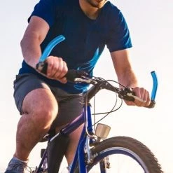 X AUTOHAUX Pair Bike Bicycle Handlebar End Grip with Bar Ends Plug Blue for 7/8" Handlebar