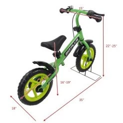 Costway 12'' Green Kids Balance Bike Children Boys & Girls with Brakes and Bell Exercise