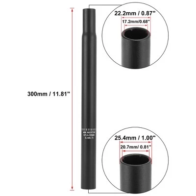 X AUTOHAUX 25.4x300 Bicycle Seat Post Alumum Alloy Seat Tube without Scale Mark Black - Image 2