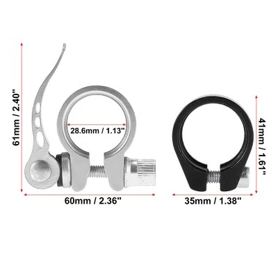 X AUTOHAUX 1 Set Bike Seat Post Clamp Quick Release Alumium Alloy 28.6 Silver Tone - Image 2