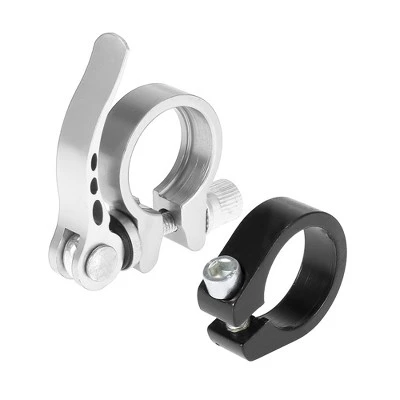 X AUTOHAUX 1 Set Bike Seat Post Clamp Quick Release Alumium Alloy 28.6 Silver Tone - Image 3