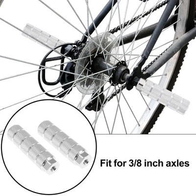 Unique Bargains 1 Pair Aluminum Alloy Stripe Cylinder Axle Rear Foot Pegs Footrests for BMX MTB Bicycle Bike Pedals 3.94"x1.10"