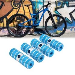 Unique Bargains Aluminum Alloy Cylinder Shaped Anti Slip Axle Foot Pegs for Bike Bicycle Pedals Blue 2.7 x 0.9" 4 Pcs