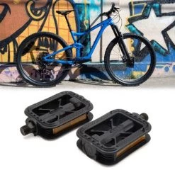 X AUTOHAUX Pair Plastic Anti Slip Axle Flat Platform Pedals for Bicycle Cycling Bike Pedals Black 4.5 x 2.7 x 0.99"