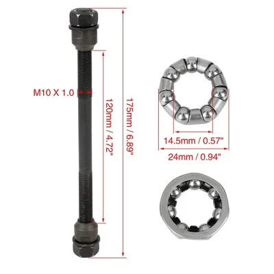 X AUTOHAUX 1 Set 9.5mm Bike Rear Solid Axle with 6mm Ball Bearings for Road Bicycle Black