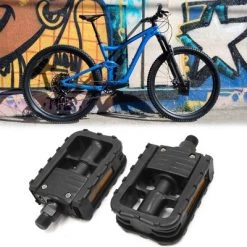 X AUTOHAUX Aluminum Alloy Mountain Bicycle Non-slip Folding Platform Pedals Pair Bike Pedals 4.7" x 2.8" x 1.2" Black 1 Pair