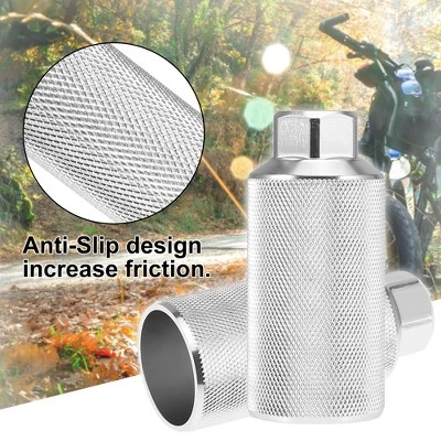 Unique Bargains Universal Aluminum Alloy Axle Rear Foot Pegs Footrests for BMX MTB Bicycle Bike Pedals Silver Tone 4.33"x1.97" 1 Pair - Image 3