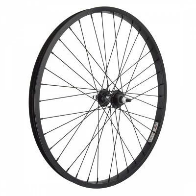 Wheel Master 24in Black Alloy BMX Rear Wheel Weinmann AS7X Rim 3/8 Bolt on Axle