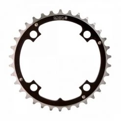 Origin8 Alloy Chainring 34T Ramped/Pinned 104mm 4-bolt Black/Silver
