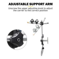 Fieryred 2 Bike Adjustable Bolt On 75 Pound Capacity Spare Tire Rack with Mounting Frame, Bike Unit Frame, Rubber Cut Out, and Locking Knob, Black