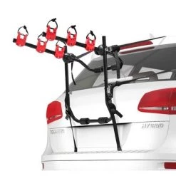 Fieryred 3 Bike Adjustable Heavy Duty 128 Pound Capacity Spare Trunk Mounted Carrier for SUVS, Sedans, Minivans, and Hatchbacks, Black