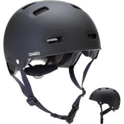 Decathlon Btwin Bowl 500, Kids BMX and Skating Helmet - Medium, Black
