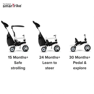 smarTrike 6654200 Kids Adjustable 4 in 1 Vanilla Plus Baby and Toddler Tricycle Push Ride On Toy for ages 15 Months to 3 Years, Black - Image 3