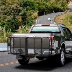 Aosom Folding Cargo Carrier with 500 lbs Capacity, 59‘’x19''x6'' Hitch Mount Luggage Basket Fits 2'' Receiver for Car SUV Traveling